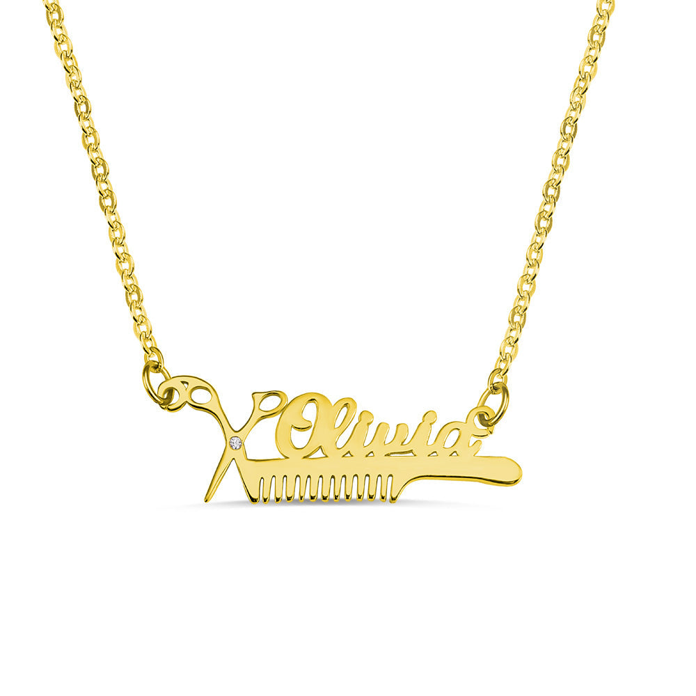 Sterling Silver Personalized Hairdresser Birthstone Name Necklace - Premium necklace from ideaplus - Just $40.99! Shop now at giftmeabreak