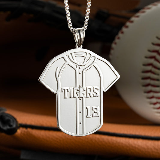 Personalized Stainless Steel Name and Number Baseball Jersey Necklace - Premium men's necklace from ideaplus - Just $35.99! Shop now at giftmeabreak
