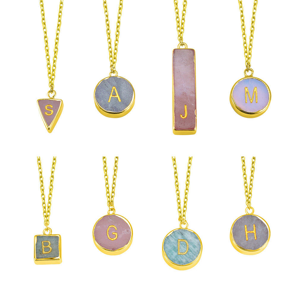 Personalized Custom Initials on a Natural Stone Pendant Necklace