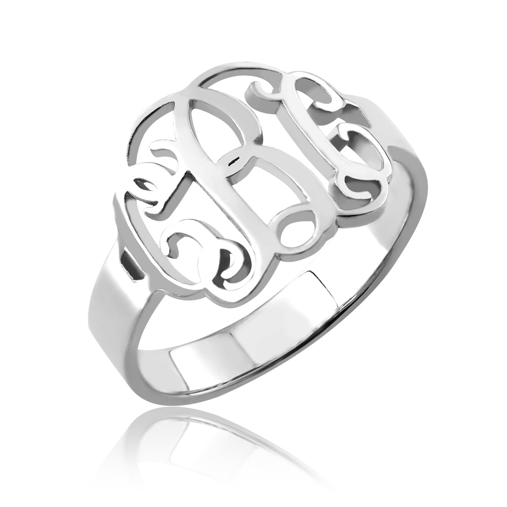 Personalized Sterling Silver Initial Monogram Ring