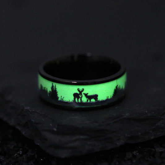 Men's Titanium Steel Luminous Deer Scene Ring - Premium ring from Gift Me A Break - Just $44.99! Shop now at giftmeabreak