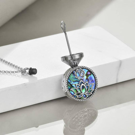 Sterling Silver Lotus Abalone Shell Urn Cremation Necklace - Premium necklace from Gift Me A Break - Just $70.99! Shop now at giftmeabreak