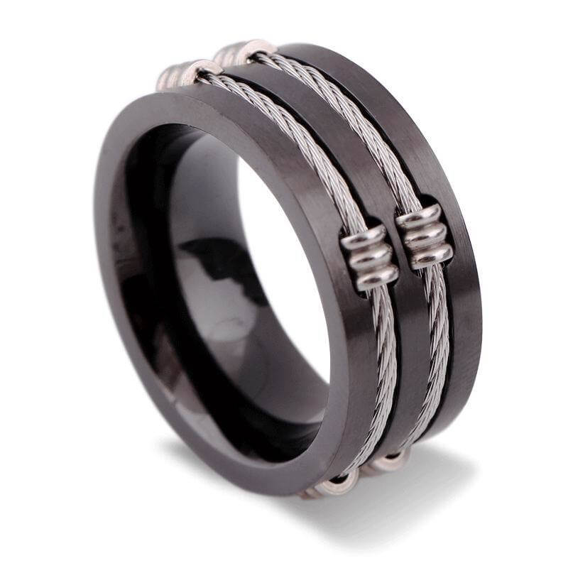 Mens Black Titatnium Wire Ring