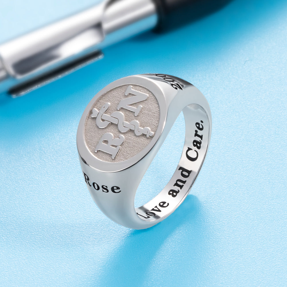 Personalized Medical Symbol Signet Rings in Sterling Silver - Premium ring from You only Jewelry - Just $51.99! Shop now at giftmeabreak