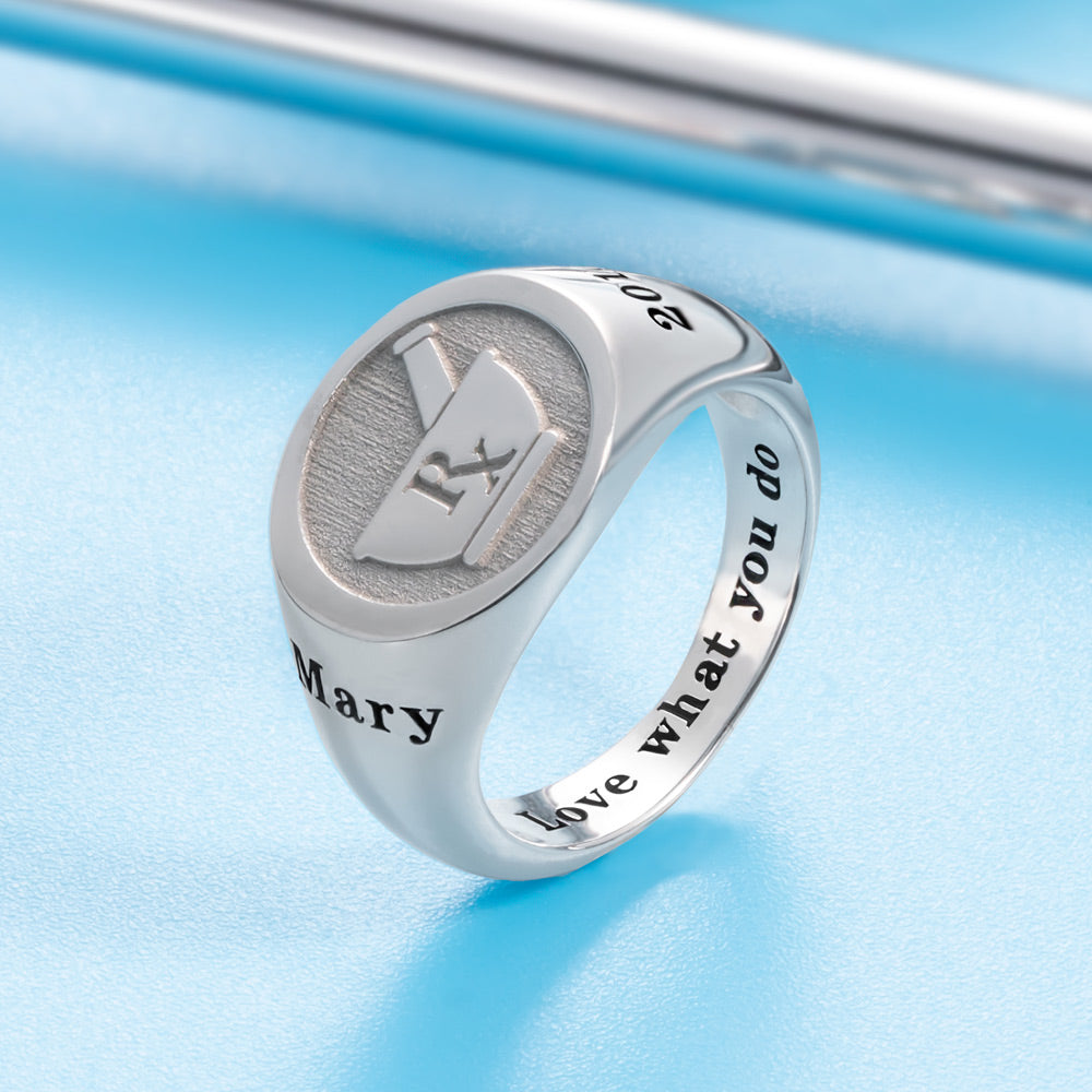 Personalized Medical Symbol Signet Rings in Sterling Silver - Premium ring from You only Jewelry - Just $51.99! Shop now at giftmeabreak