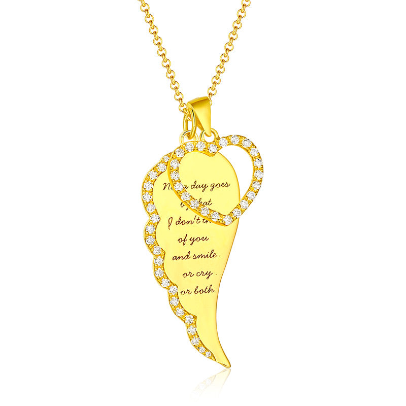 Personalized Sterling Silver Angel Wing Heart Necklace - Premium women's necklace from ideaplus - Just $54.99! Shop now at giftmeabreak
