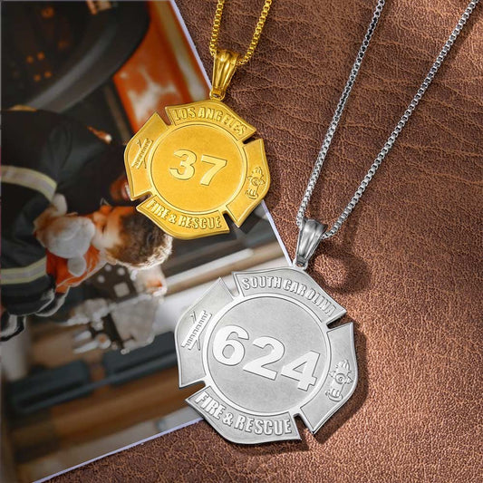 Personalized Custom Stainless Steel Firefighter Necklace - Premium men's necklace from You only Jewelry - Just $24.99! Shop now at giftmeabreak