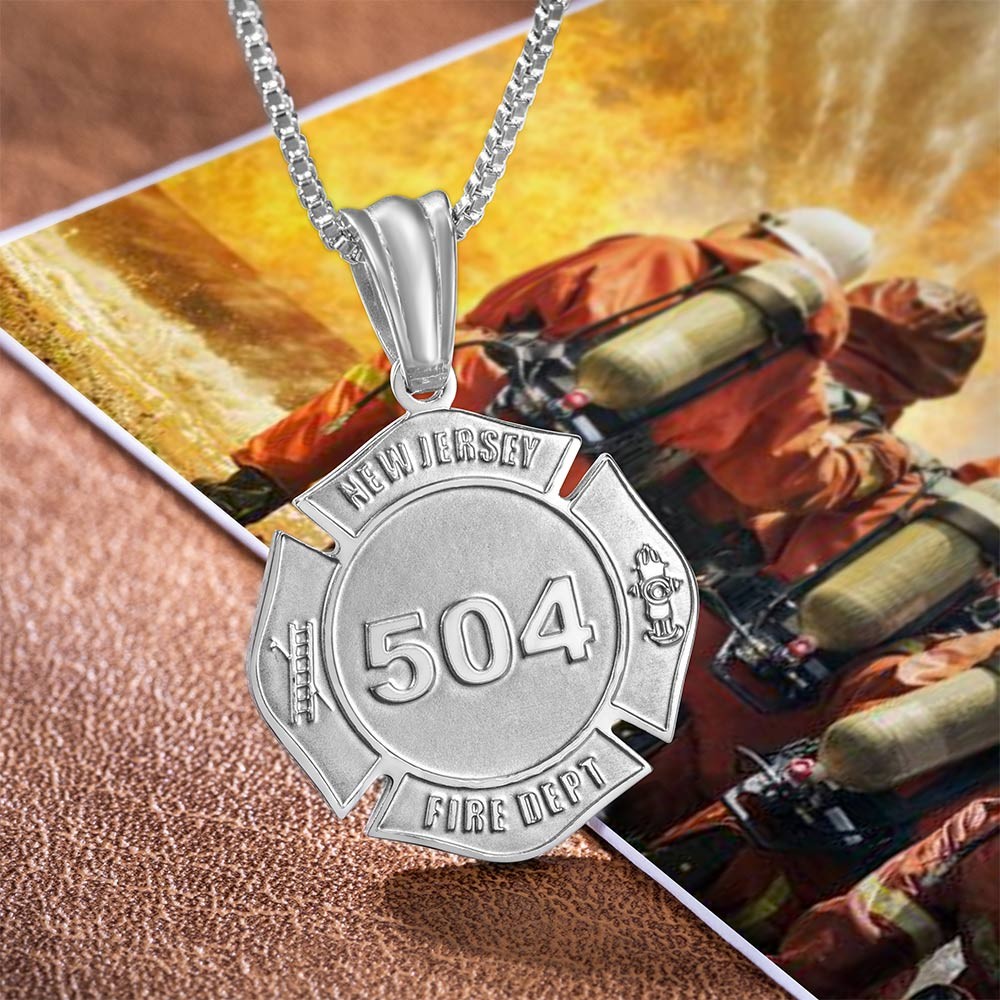 Personalized Custom Stainless Steel Firefighter Necklace