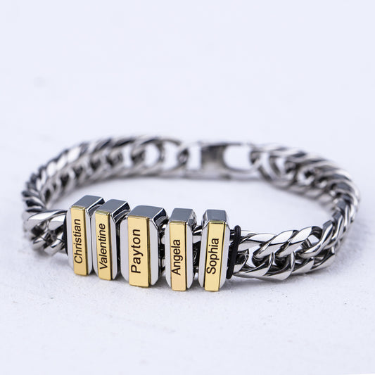 Personalized Mens Cuban Chain Name Bead Bracelet - Premium men's bracelet from Gift Me A Break - Just $23.99! Shop now at giftmeabreak
