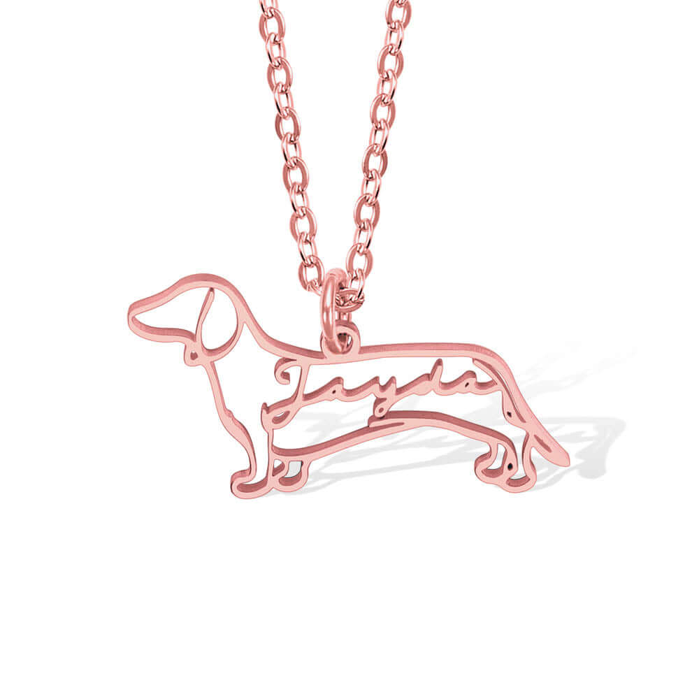 Custom Stainless Steel Dog Breed and Name Necklace
