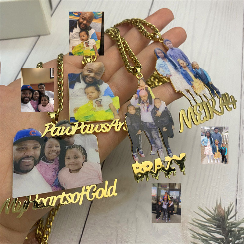 Personalized Stainless Steel Color Photo and Name Engraved Necklace - Premium necklace from CustomizingBox - Just $44.28! Shop now at giftmeabreak