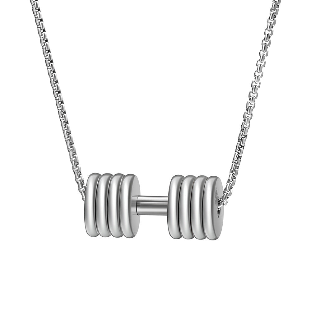 Personalized Stainless Steel Name Dumbbell Engraved Necklace