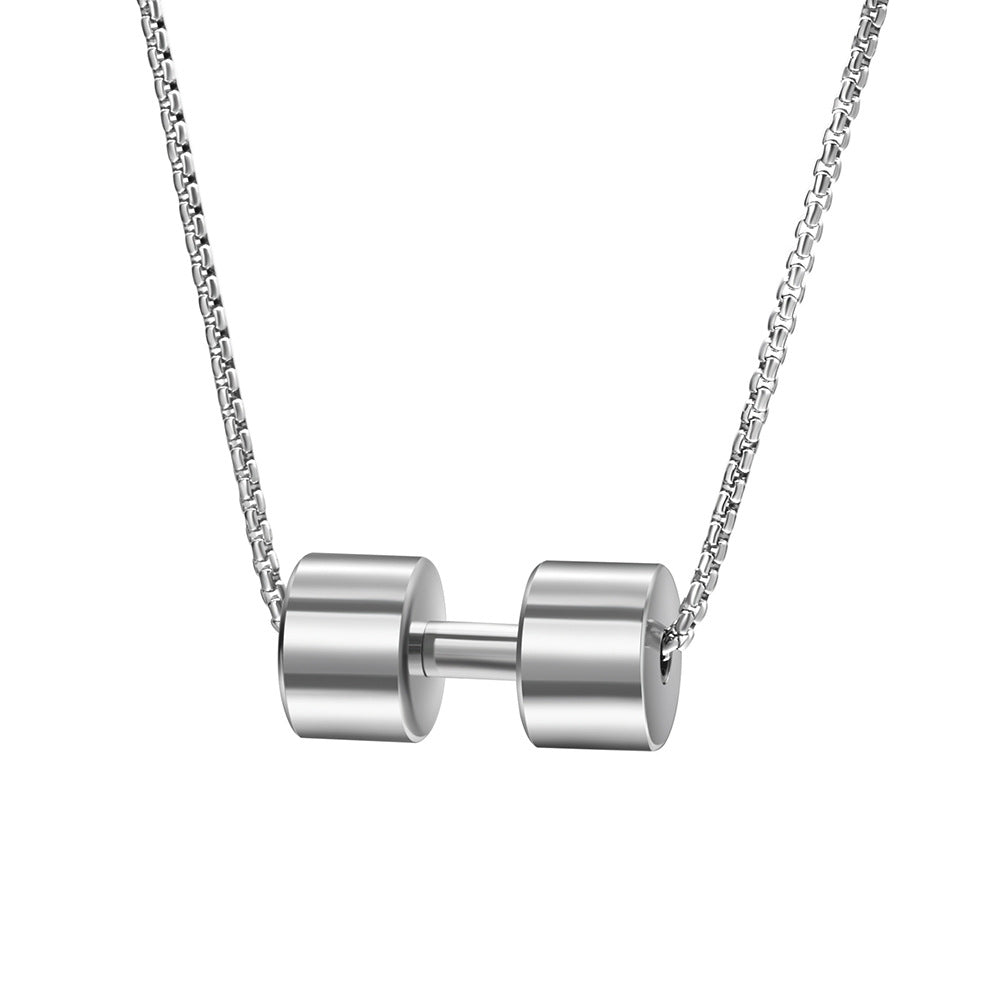 Personalized Stainless Steel Name Dumbbell Engraved Necklace