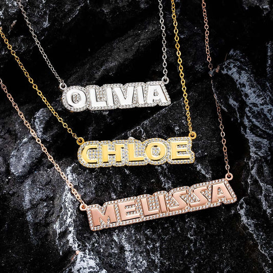 Personalized Brass Name Plate Necklace
