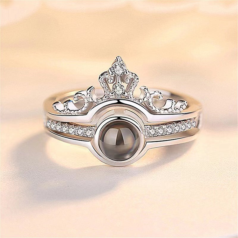 Personalized Crown Double-Iayer Photo Projection Ring