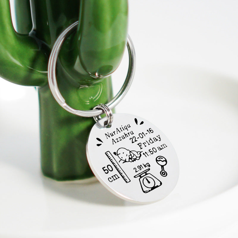 Personalized Engraved Baby Birth Commemorative Plate Key Chain
