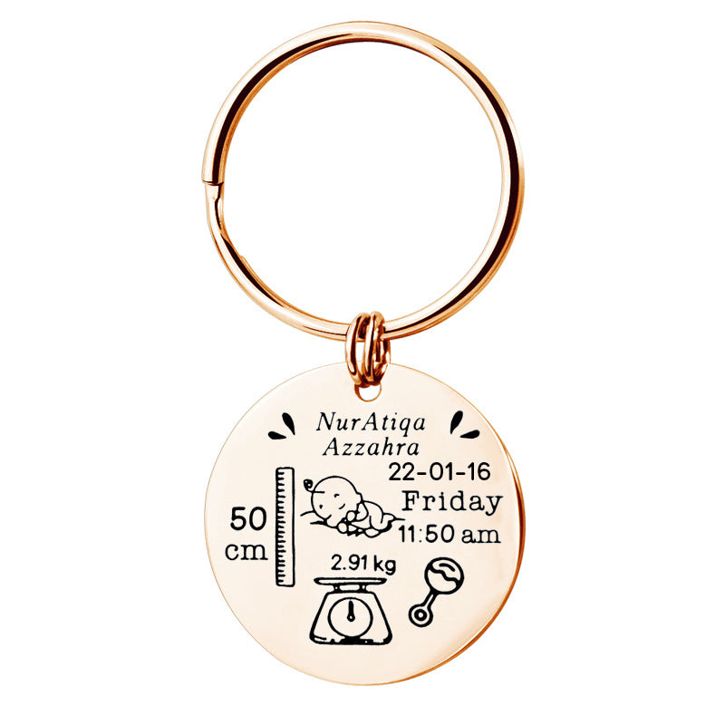 Personalized Engraved Baby Birth Commemorative Plate Key Chain