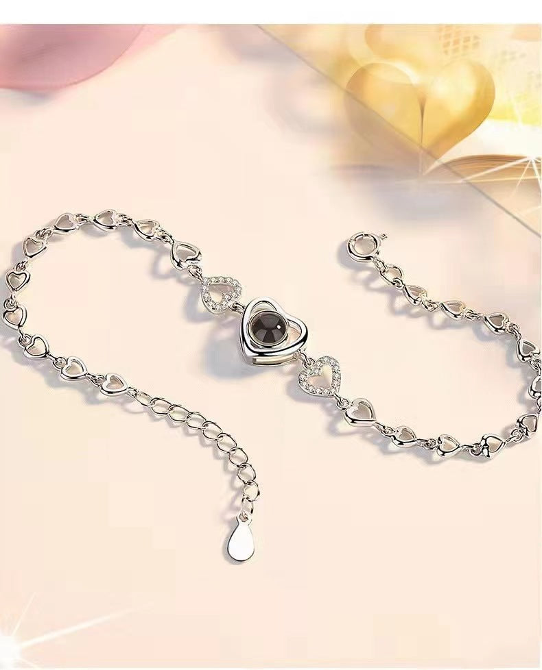 Personalized Heart S925 Silver Photo Projection Bracelet - Premium projection bracelet from giftmeabreak - Just $28.99! Shop now at giftmeabreak