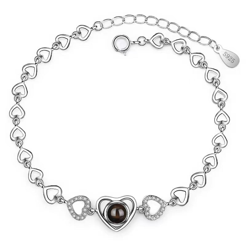 Personalized Heart S925 Silver Photo Projection Bracelet - Premium projection bracelet from giftmeabreak - Just $28.99! Shop now at giftmeabreak