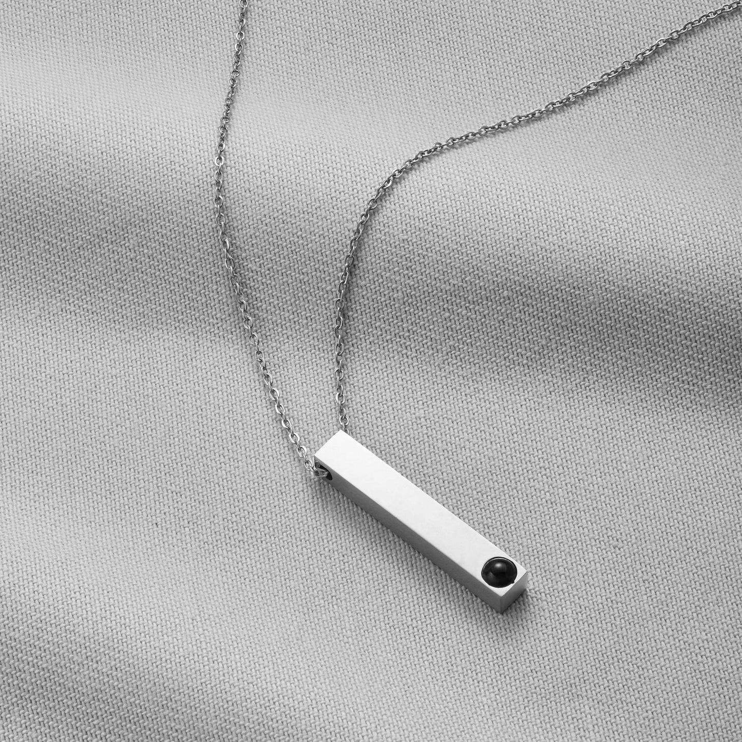 Personalized Photo Vertical Bar Pendant Projection Necklace