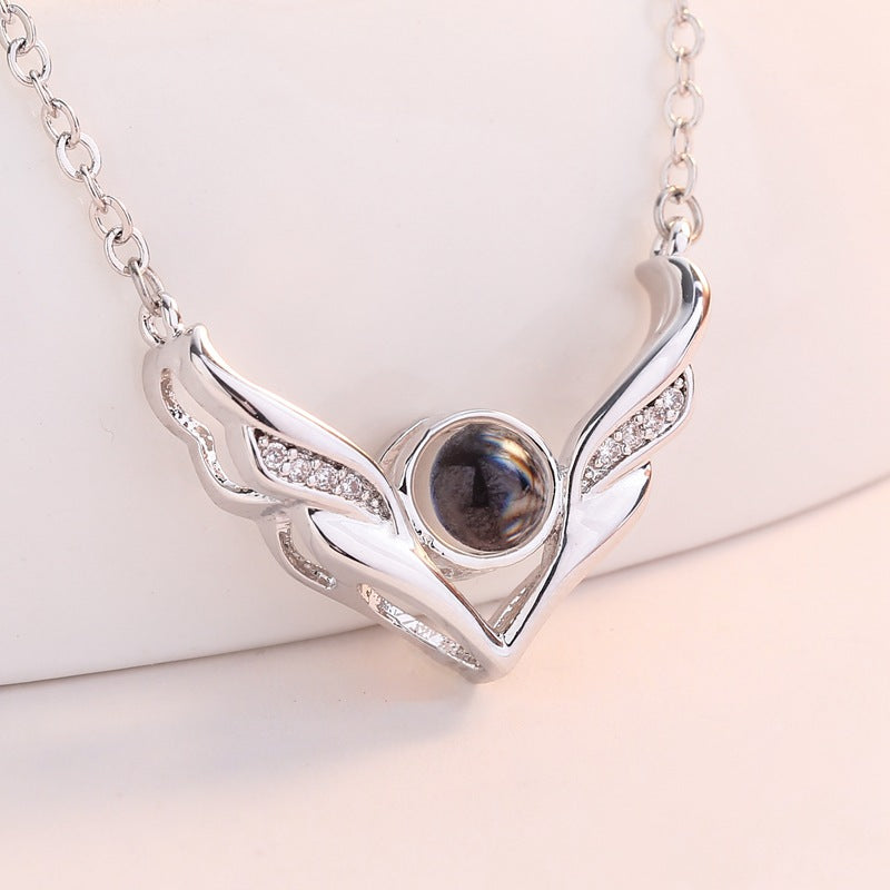 Personalized Wings Zircon Photo Projection Necklace - Premium women's necklace from Gift Me A Break - Just $29.92! Shop now at giftmeabreak