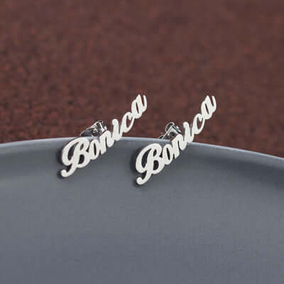 Personalized Stainless Steel Name Stud Earrings