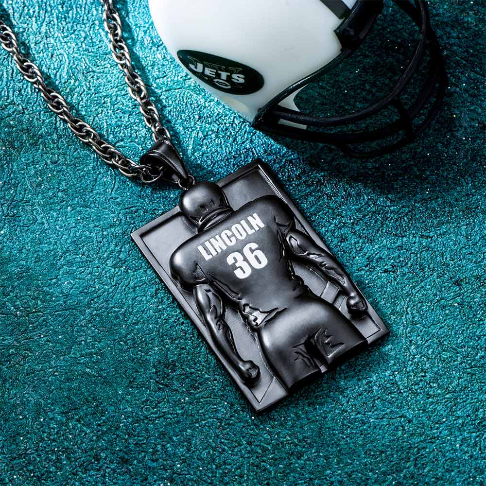 Men's Personalized Name and Number Football Necklace