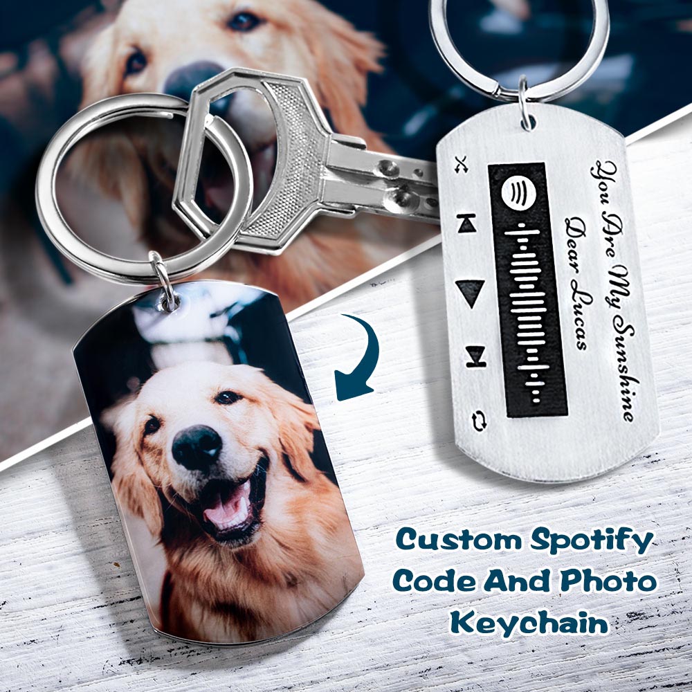 Personalized Custom Photo Love Song Code Keychain