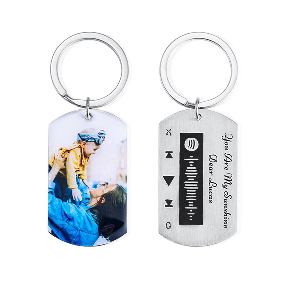 Personalized Custom Photo Love Song Code Keychain