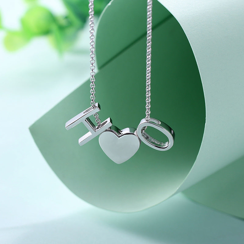Personalized Sterling Silver Two Letters Initials Heart Necklace - Premium necklace from ideaplus - Just $49.99! Shop now at giftmeabreak