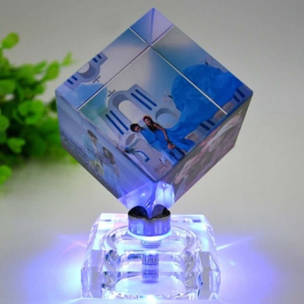 Personalized Custom Crystal Photo Frame Cube Keepsake 50mm