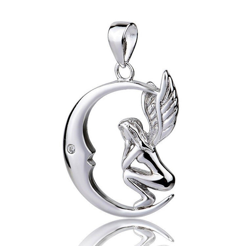 Sterling Silver Moon Angel Pendant - Premium pendant from Gift Me A Break - Just $14.99! Shop now at giftmeabreak