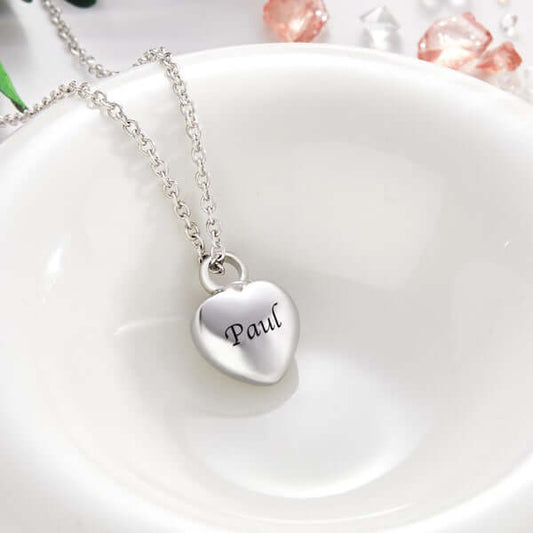Personalized Custom Engraved Mini Heart Urn Pendant Necklace