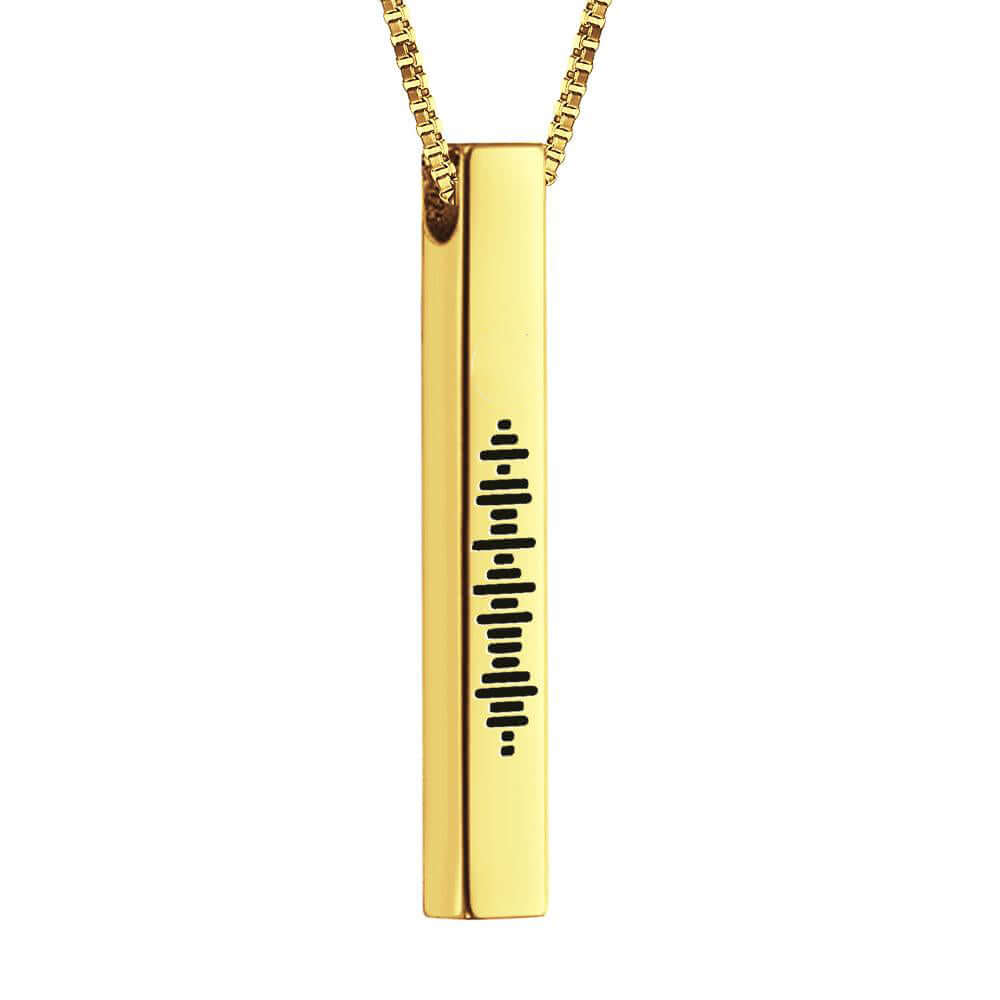 Personalized Custom Engraved Stainless Steel Scannable Music 3D Vertical Bar Necklace