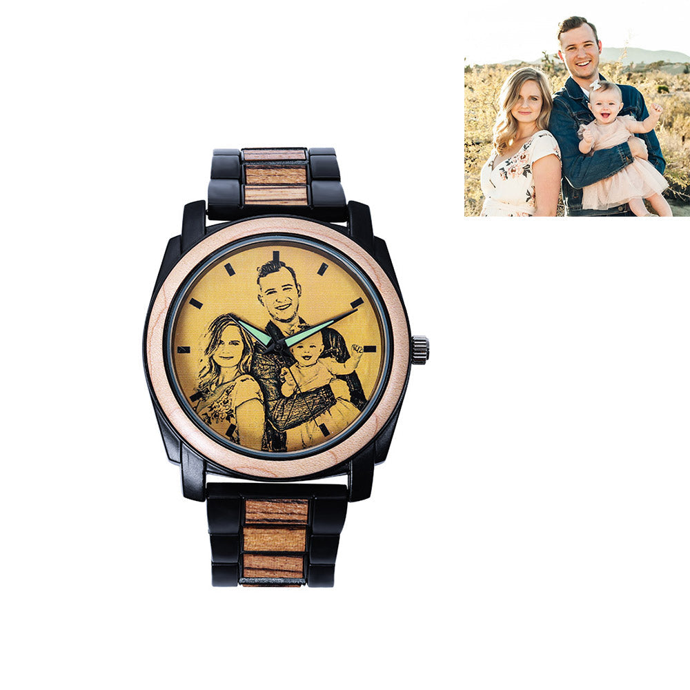 Personalized Men's Two-Toned Wooden Photo Watch - Premium watch from ideaplus - Just $60.99! Shop now at giftmeabreak