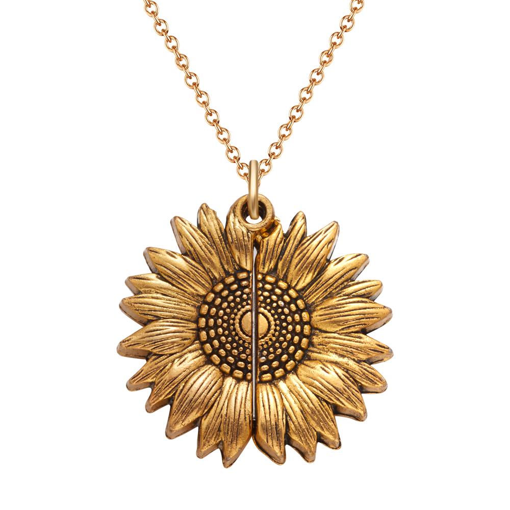 Personalized Custom Photo Sunflower Locket Necklace