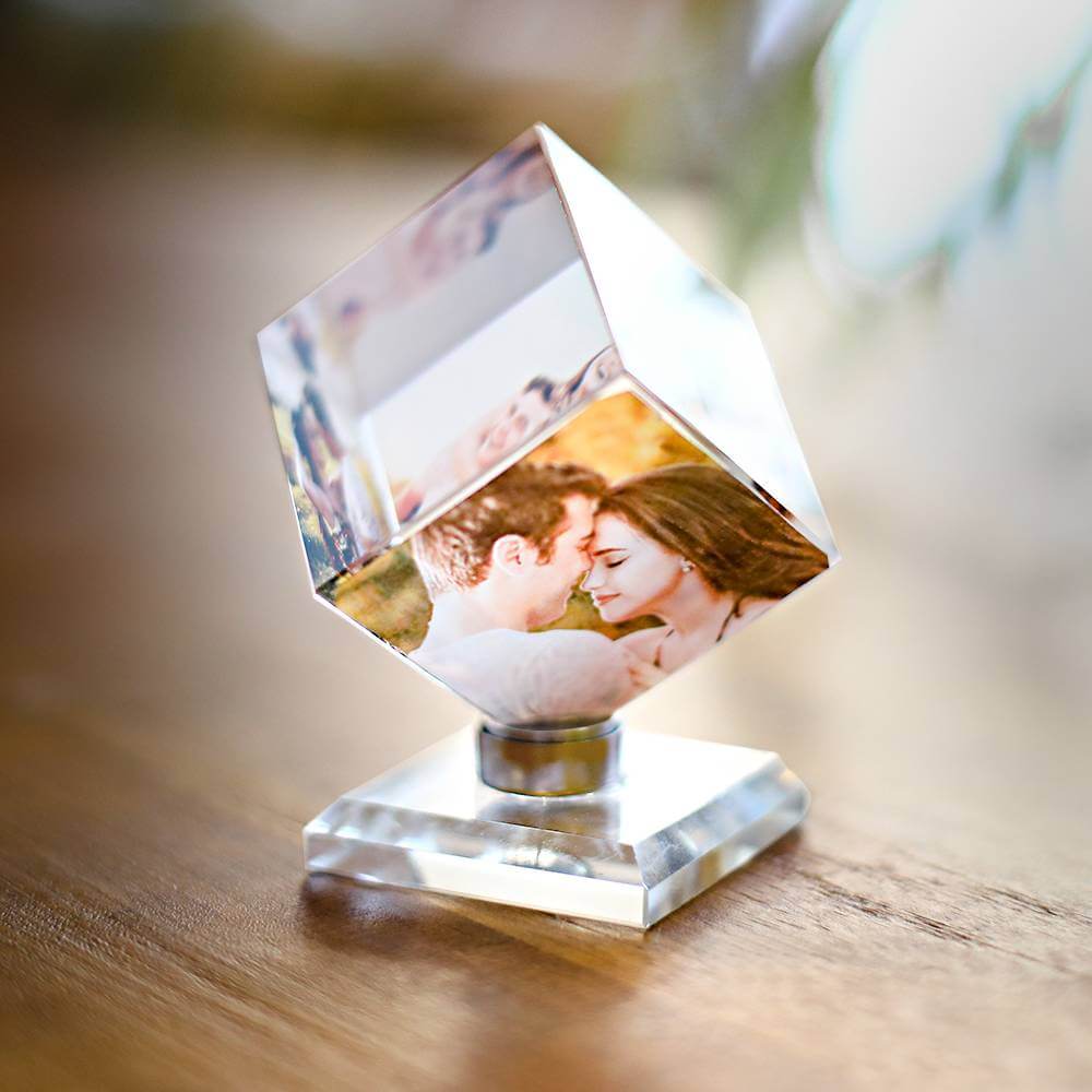 Personalized Custom Crystal Photo Frame Cube Keepsake 50mm