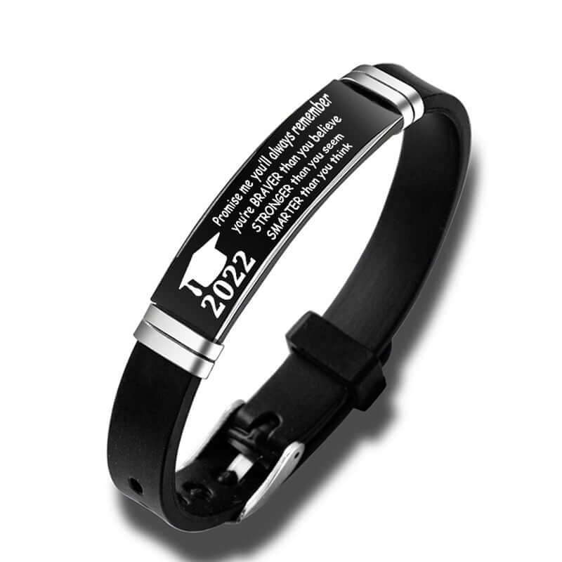 Personalized Black Stainless Steel Graduation Bracelet