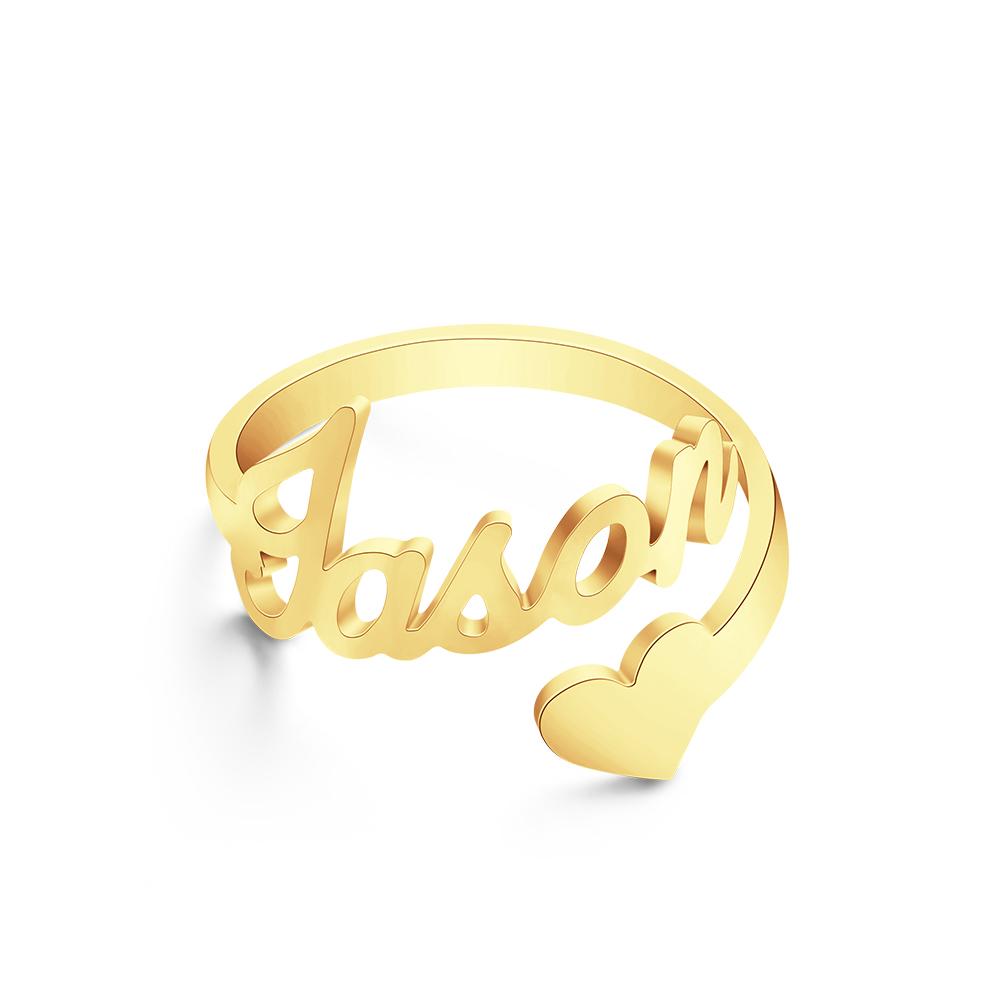 Personalized Custom Open Name Heart Adjustable Ring