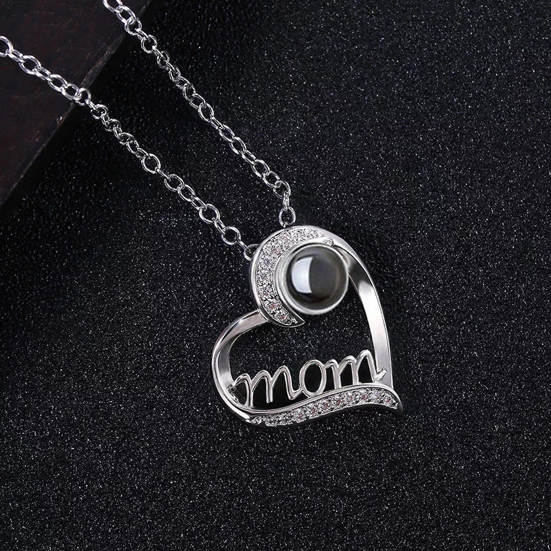 Titanium Steel MOM Heart Shaped Photo Projection Necklace - Premium necklace from Gift Me A Break - Just $38.99! Shop now at giftmeabreak