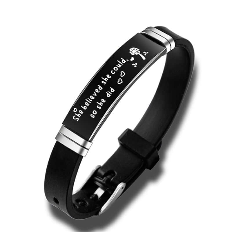 Personalized Black Stainless Steel Graduation Bracelet