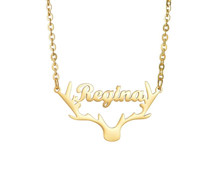 Personalized Stainless Steel Deer Antler Name Necklace - Premium necklace from Gift Me A Break - Just $22.99! Shop now at giftmeabreak