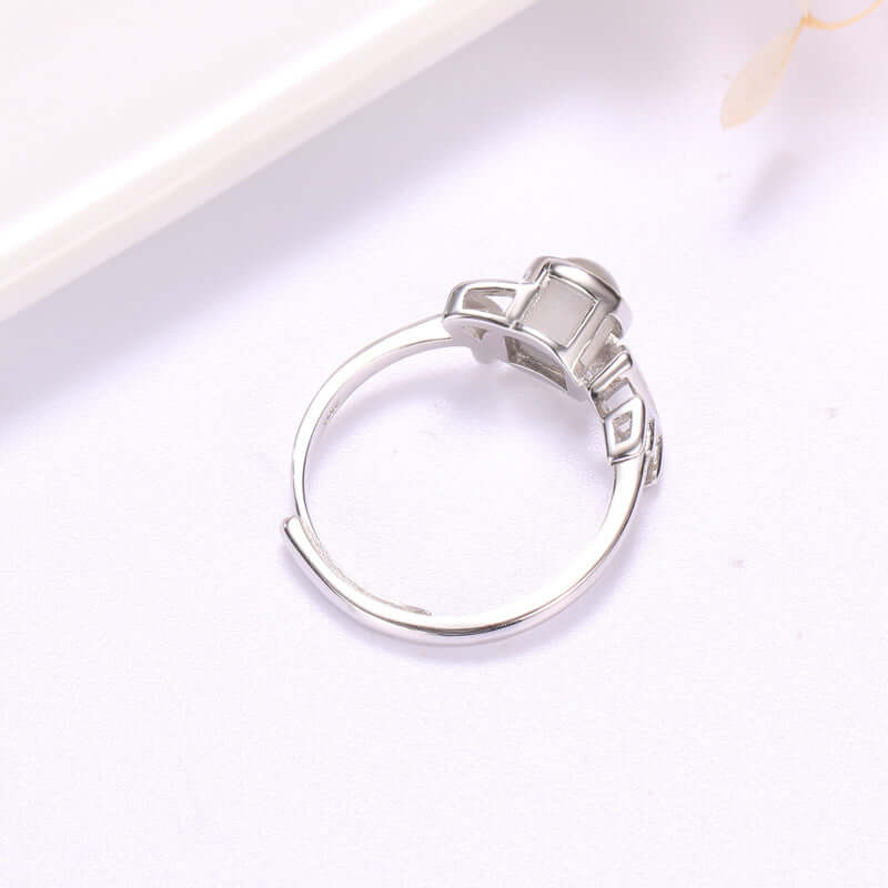 925 Sterling Silver "LOVE" Photo Projection Adjustable Statement Ring