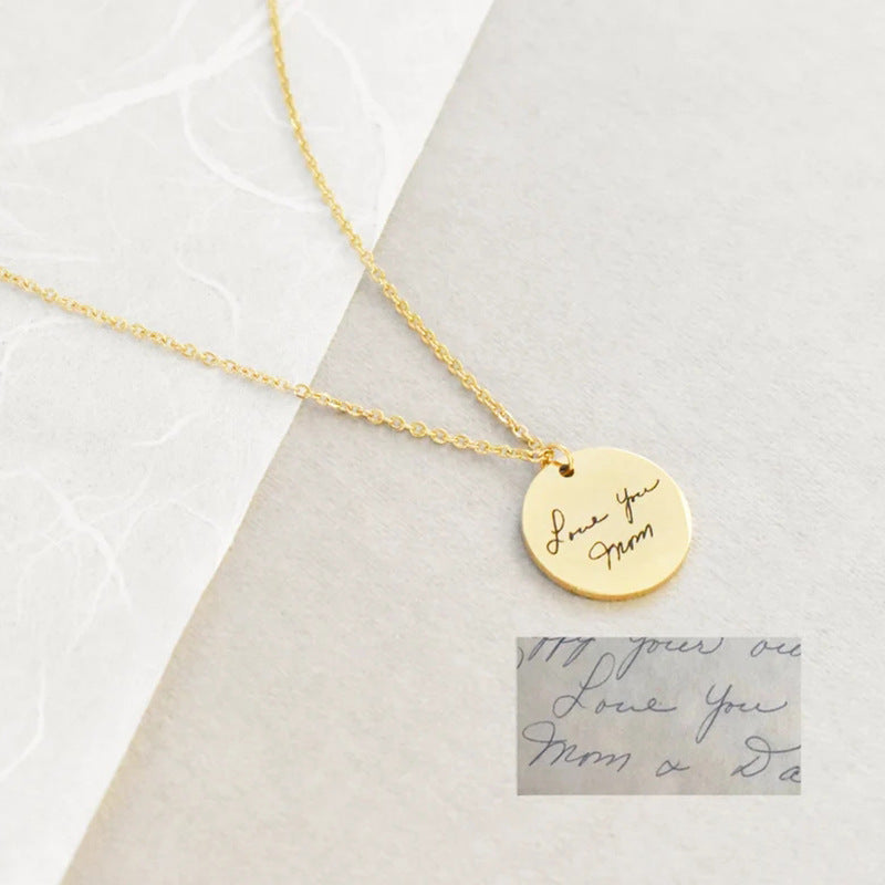 Personalized Signature Coin Necklace Stainless Steel Pendant Necklace - Premium necklace from Gift Me A Break - Just $26.99! Shop now at giftmeabreak