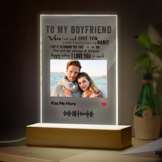 Personalized "To My Boyfriend" Photo Scannable Code Music Plaque Light