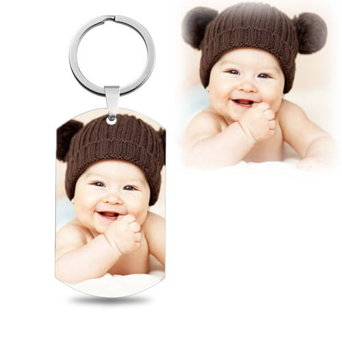 Personalized Custom Baby's Photo Keychain Stainless Steel