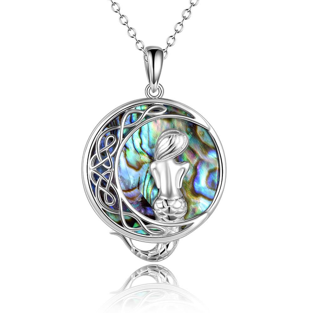Sterling Silver Mermaid Crescent Moon Necklace with Abalone Shell - Premium women's necklace from Gift Me A Break - Just $44.99! Shop now at giftmeabreak