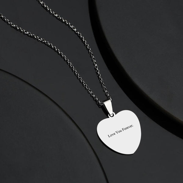 Personalized Custom Heart Tag Photo Engraved Necklace