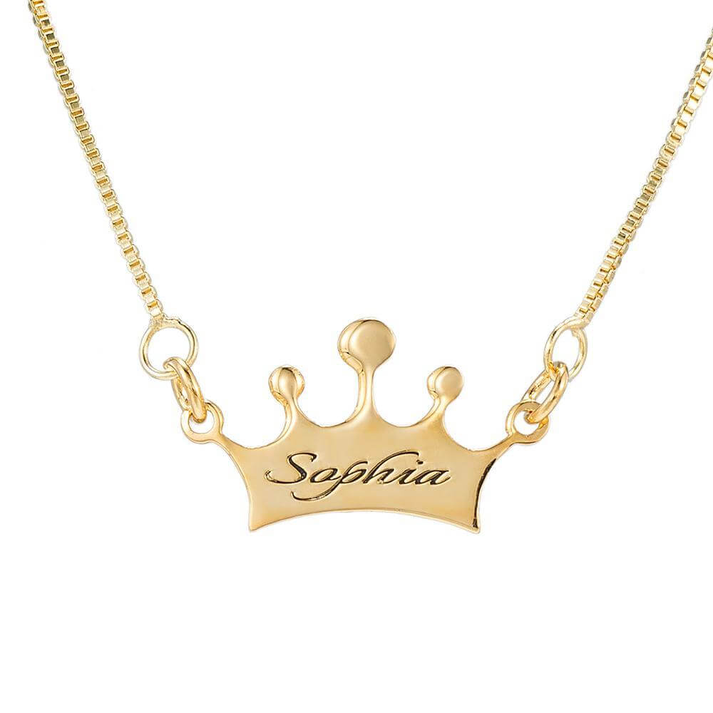 Noble Crown Lettering Custom Name Necklace