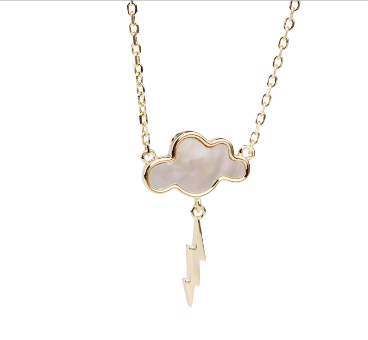 Sterling Silver Weather The Storm Cloud Lightning Mother of Pearl Necklace - Premium necklace from Gift Me A Break - Just $36.99! Shop now at giftmeabreak